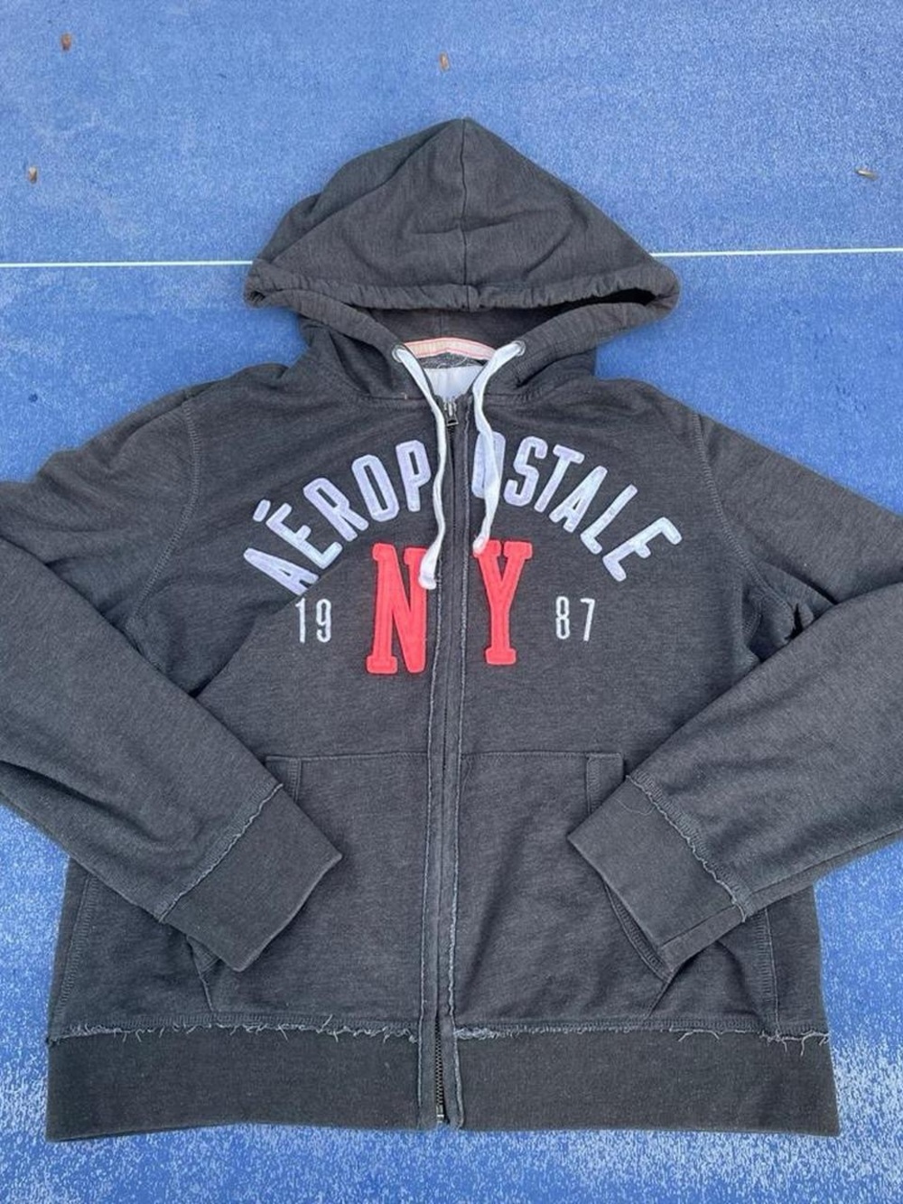 Aéropostale NY Y2K Sequin Charcoal Zip-Up Hoodie